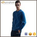 Fashion stylish men knitted cashmere round neck pullover with diamond lattice